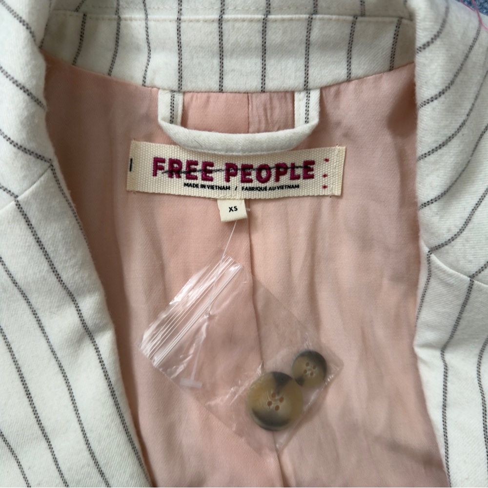 Free People Reggie Oversized White Striped Blazer - Picture 7 of 11